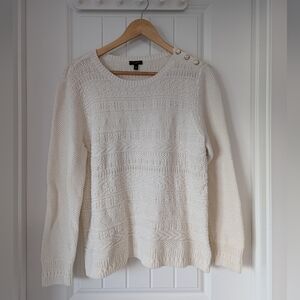 Talbots Women's Cotton Ivory Knit Sweater Size XL Petite